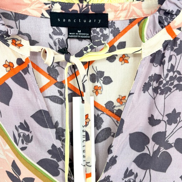 NWT Sanctuary Fade Into You Floral Blouse Sz M Patchwork Long Sleeve Multicolor - Picture 2 of 12